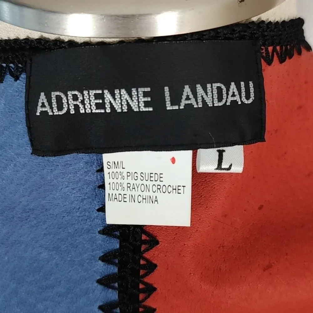 🔥HP Adrienne Landau Dyed Pig Suede Long Patchwork Colorblock Duster Jacket - Picture 7 of 13